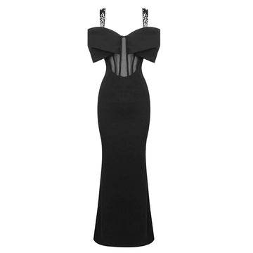 Bruchy Embellished Mesh Maxi Dress - Black [YSDFUH4E]