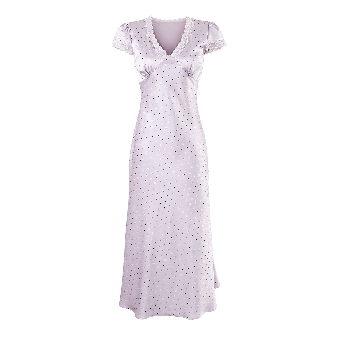 Vedika Polka Dot Puff Sleeve Midi Dress - Light Purple [PWNHMDJN]