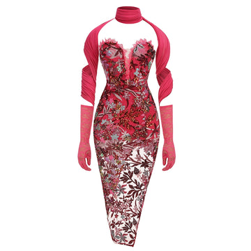 Makaylah Sequin Halter Maxi Set - Red [5ECLUNCH]