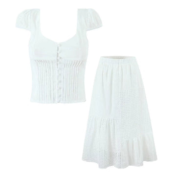 Jacie Embroidered Cut-Out Skirt Set - White Set [ZTZWQ1BT]