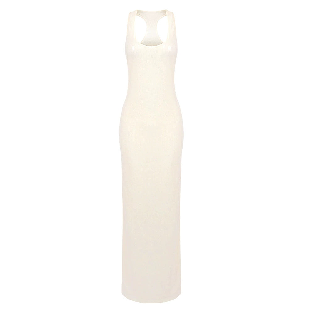 Hunter Sequin Backless Maxi Dress - Off-White [S94O9Q3V]