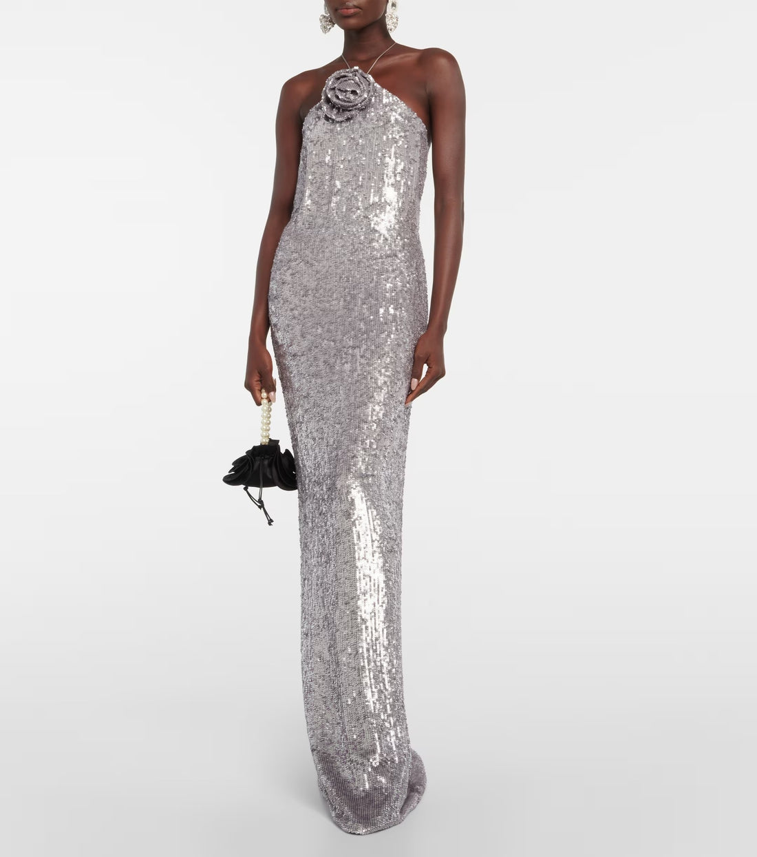 Jaliya Silver Sequin Gown