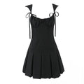 Aloni Pleated Backless Mini Dress - Black [UYQWS9M8]