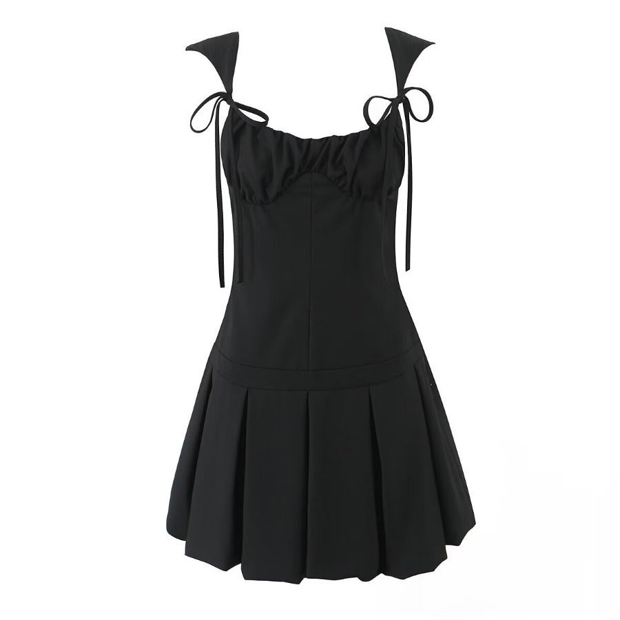 Aloni Pleated Backless Mini Dress - Black [UYQWS9M8]
