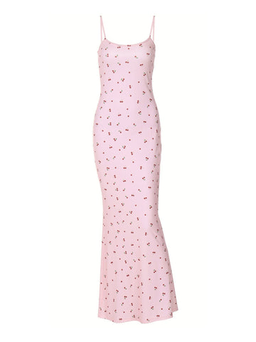 Louise Cherry Print Slim Maxi Dress