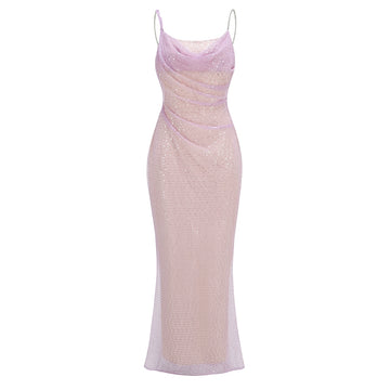 Cayla Sequin Mesh Maxi Dress - Pink [KVUCP8ZZ]