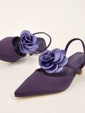 Navia Satin Stiletto Mules - Purple [41LRAYVG]
