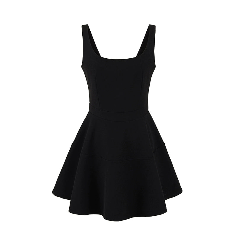 Kelcie Square Neck Mini Dress - Black Short Style [LVVTINRI]