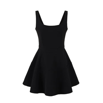Kelcie Square Neck Mini Dress - Black Short Style [LVVTINRI]