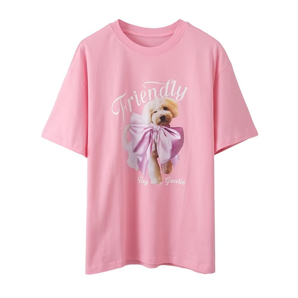 Avika Pet Print Tee - Pink [MCSE9Q9U]