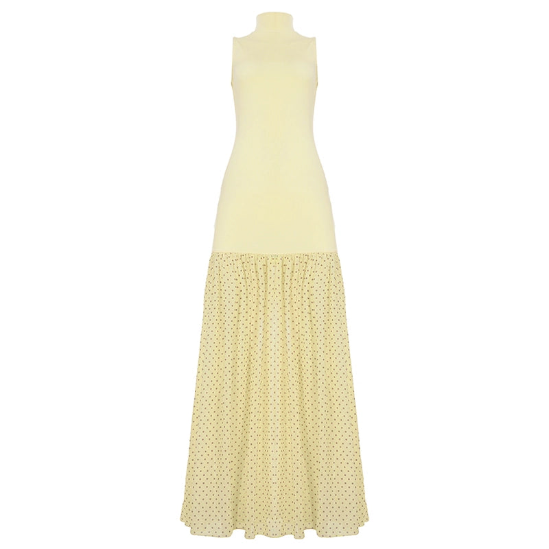 Adalee Polka Dot Mesh Dress - Yellow [KBS6TZRL]
