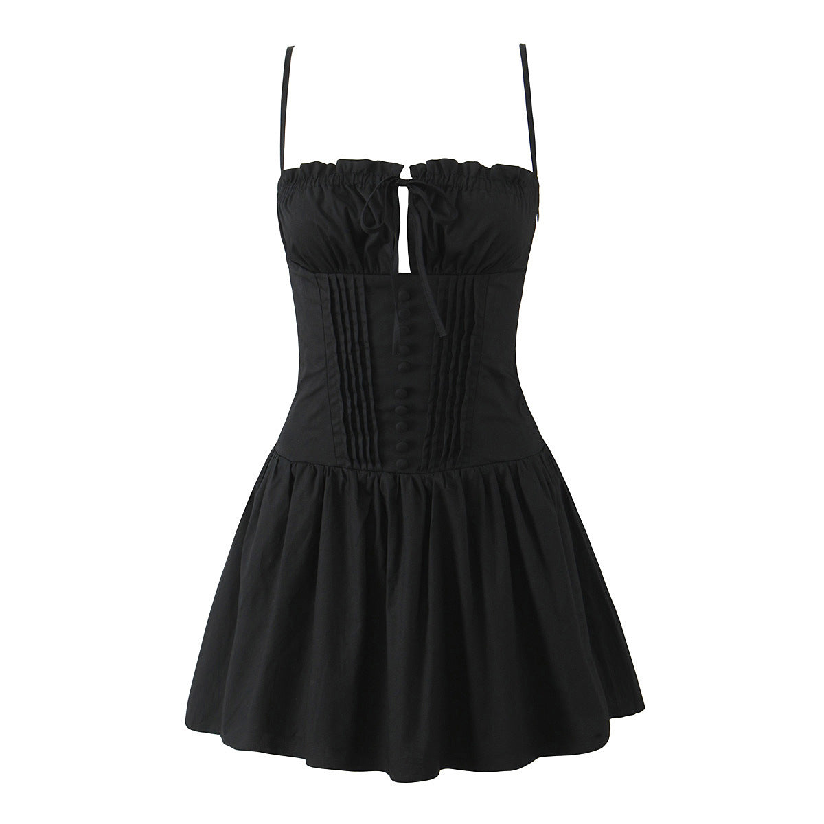 Kaya Delicate Backless Mini Dress - Black [HS2Z9819]