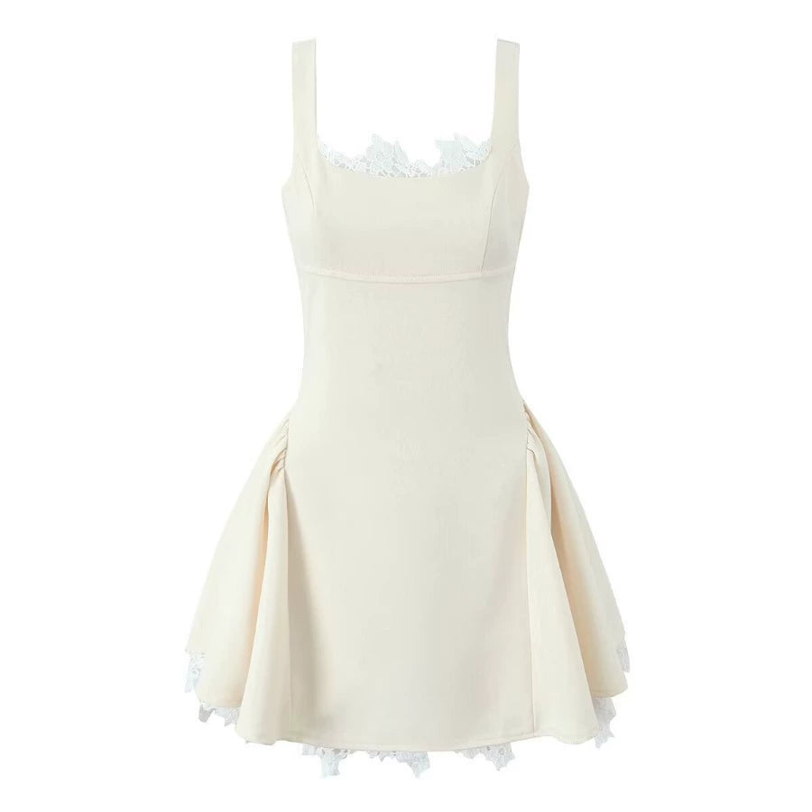 Adelyne Square-Neck Bow Back Mini Dress - Apricot [N1LB7DZS]