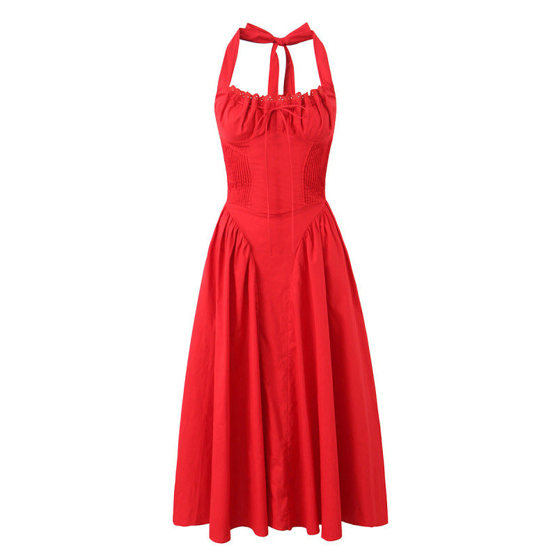 Khali Pleated Maxi Dress - Red [PW22YLJH]