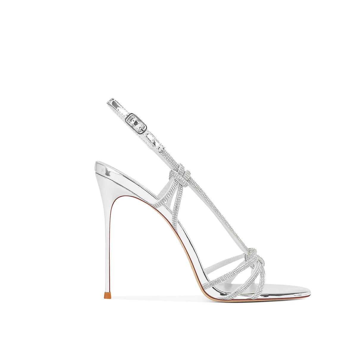 Malky Rhinestone Strappy Stiletto Heels - Silver 6cm Color