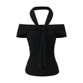 Richelle Asymmetric Halter Top - Black [1NW10N58]