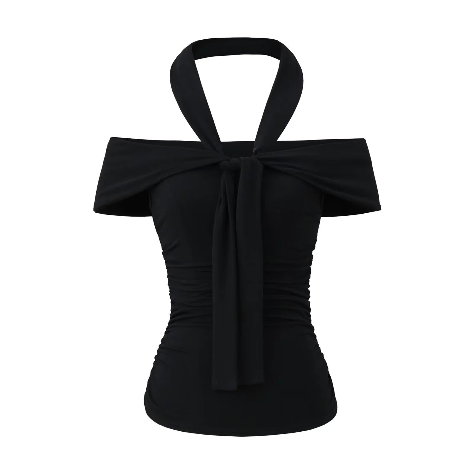 Richelle Asymmetric Halter Top - Black [1NW10N58]