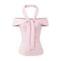 Richelle Asymmetric Halter Top - Misty Rose [HFLY4SUM]