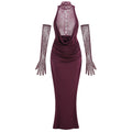 Brandi Halter Lace Gown - Wine Red [5XT9WIOB]