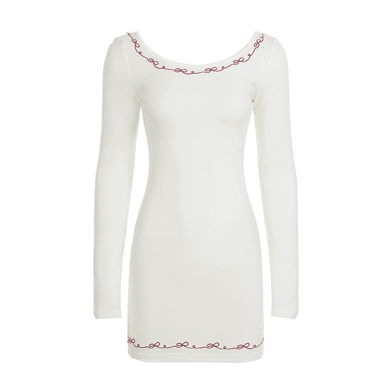 Catalaya Embroidered Bow Mini Dress - White [MP93VP3Y]