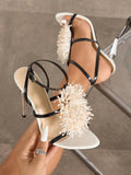 Yazmin Floral Stiletto Sandals - White [HMZQEBGO]
