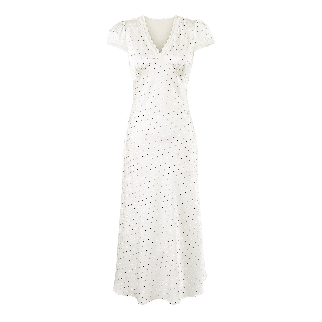 Vedika Polka Dot Puff Sleeve Midi Dress - Light Purple [PWNHMDJN]