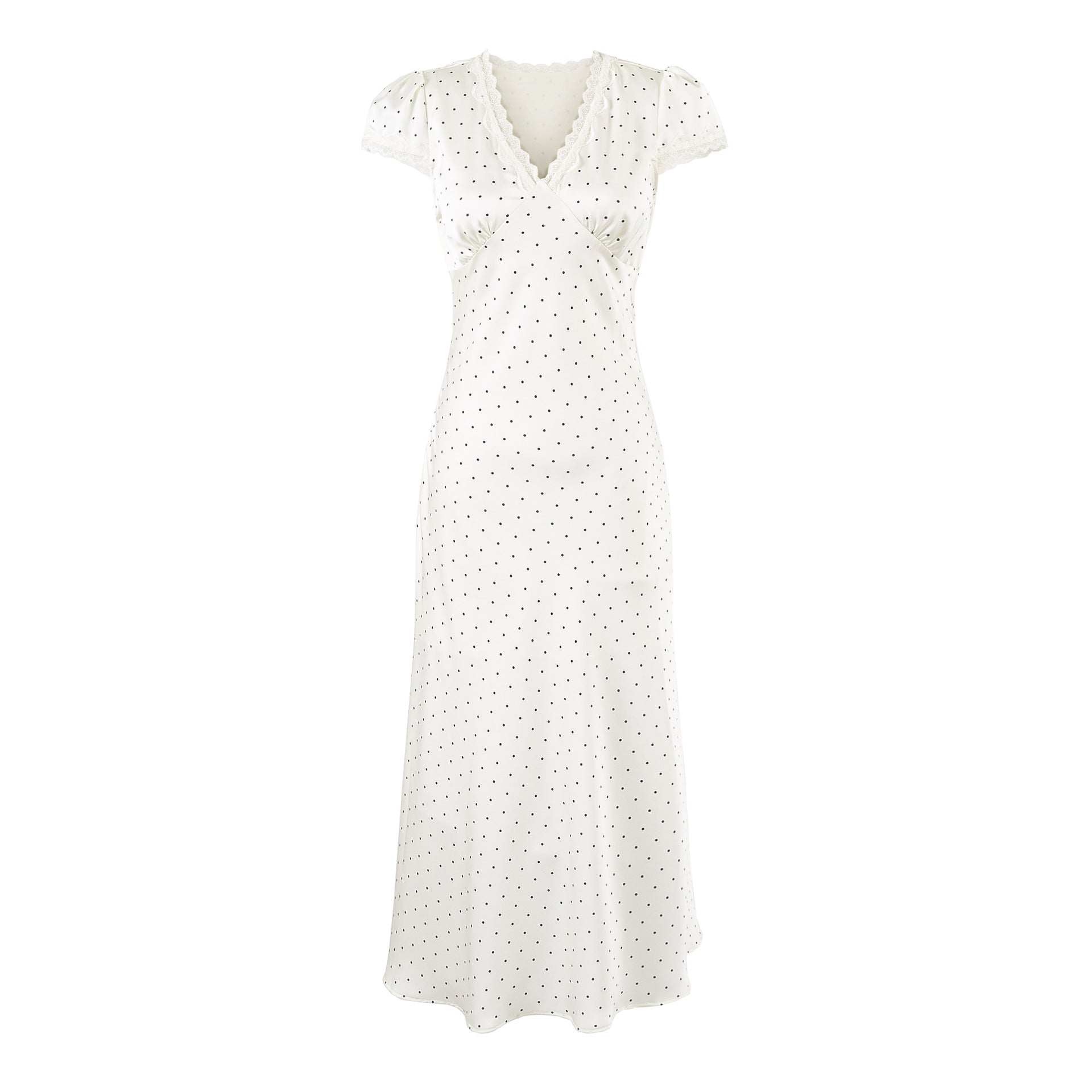 Vedika Polka Dot Puff Sleeve Midi Dress - White [Y5WR9AQN]
