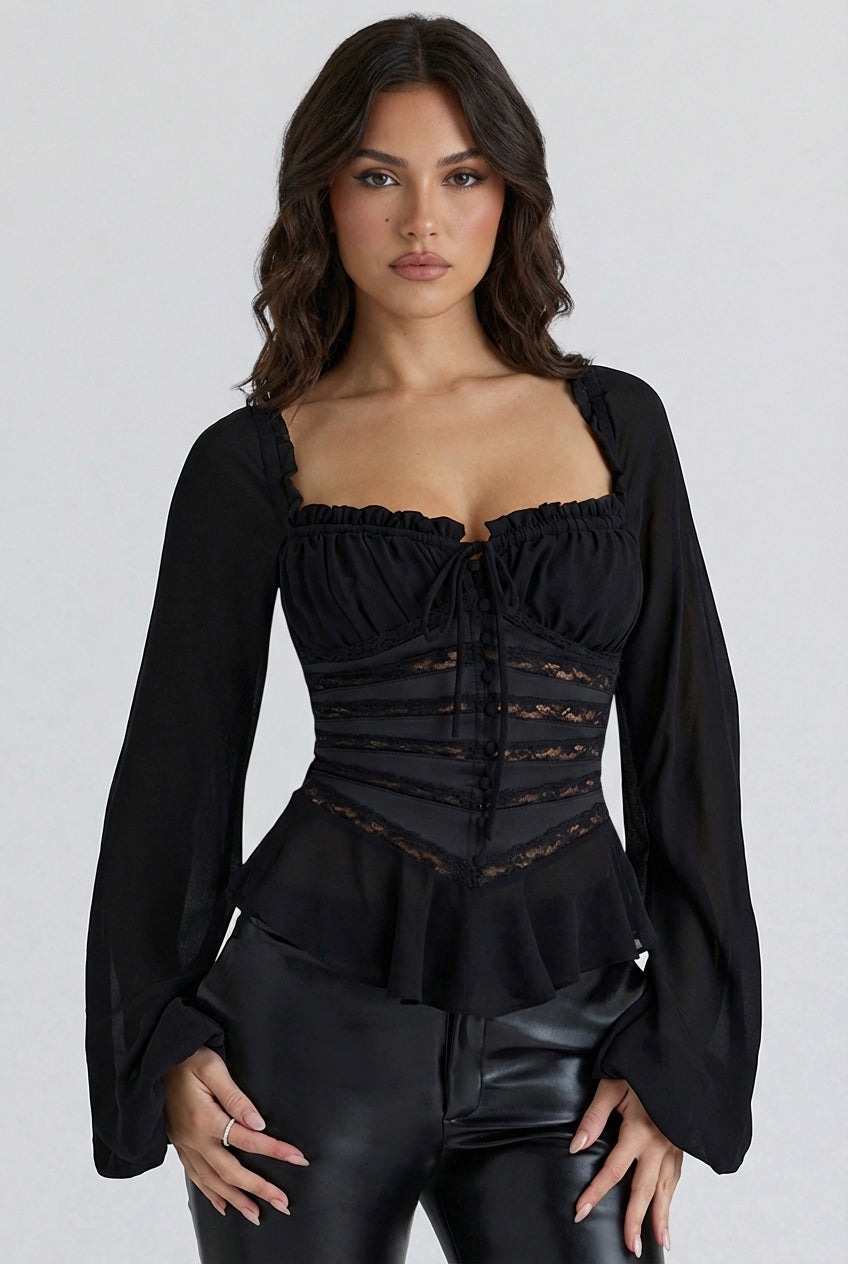 Saray Lace Corset Peplum Blouse