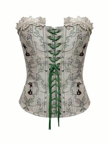 Abril Floral Corset Top in Green