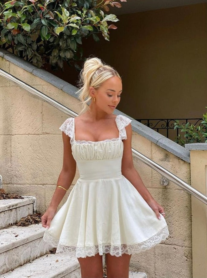 mini dress with sash Round Neck Knotted Sash Mini Dress