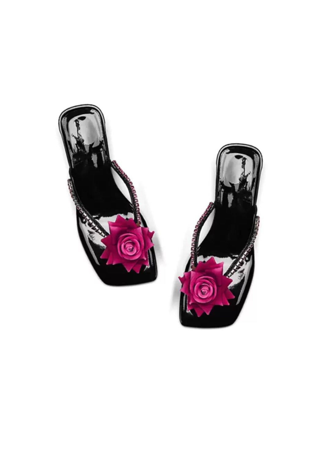 Dixie Floral Sandals in Black