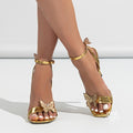 Aavya Gold Butterfly Stiletto Heels [V26E63KA]