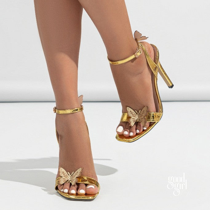 Aavya Gold Butterfly Stiletto Heels [VXPZ61PI]