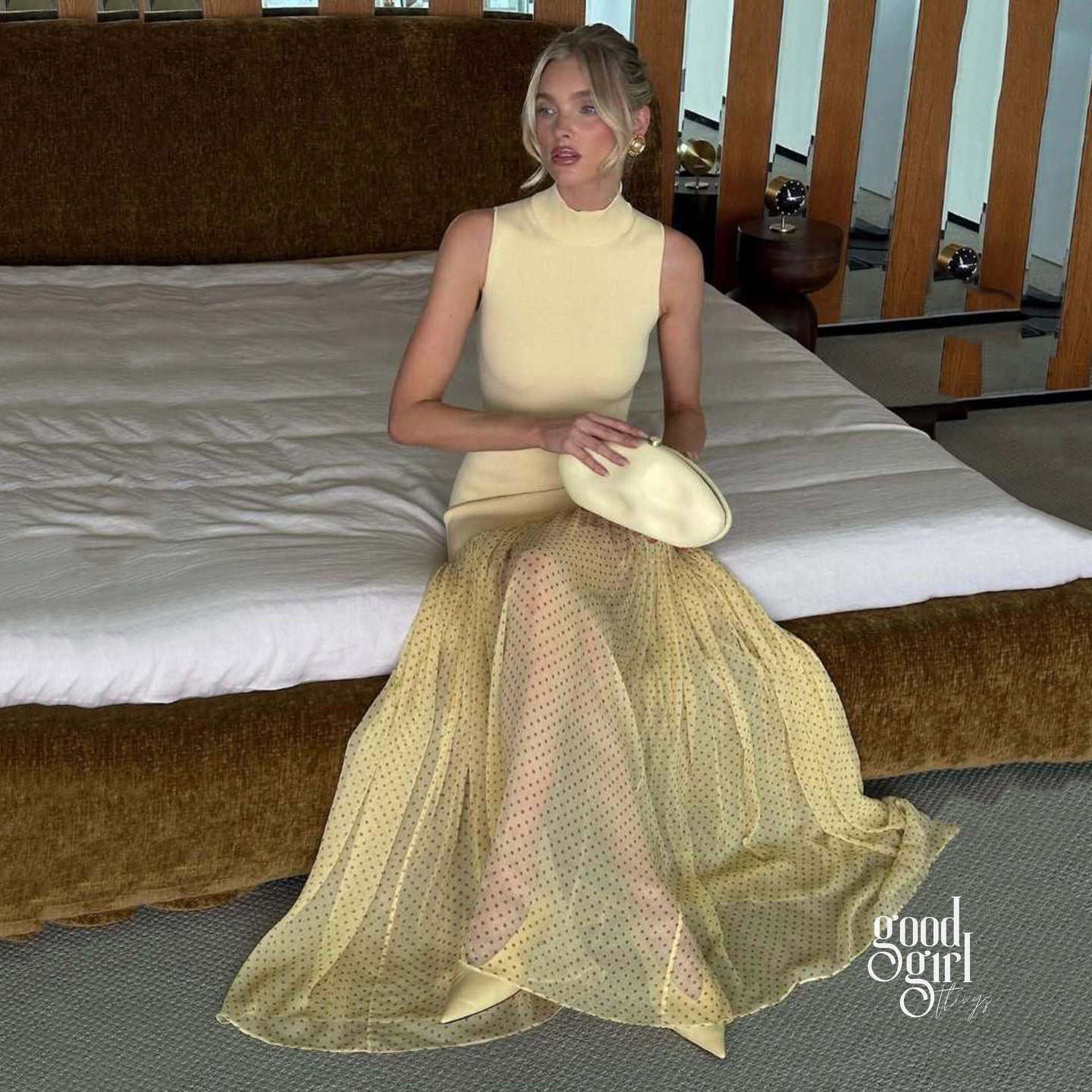 Adalee Polka Dot Mesh Dress [5IXARMQ0]