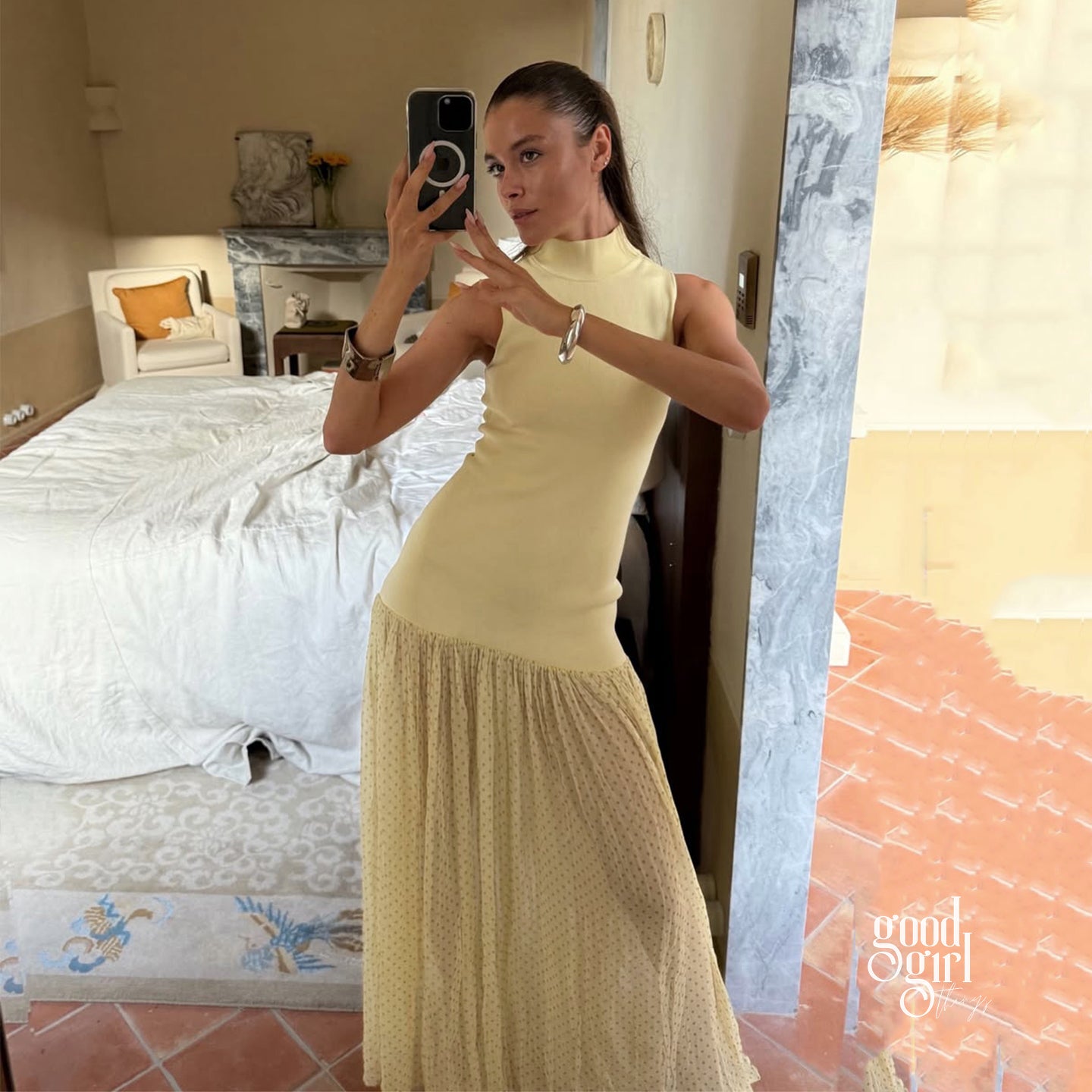 Adalee Polka Dot Mesh Dress [EC2658O1]