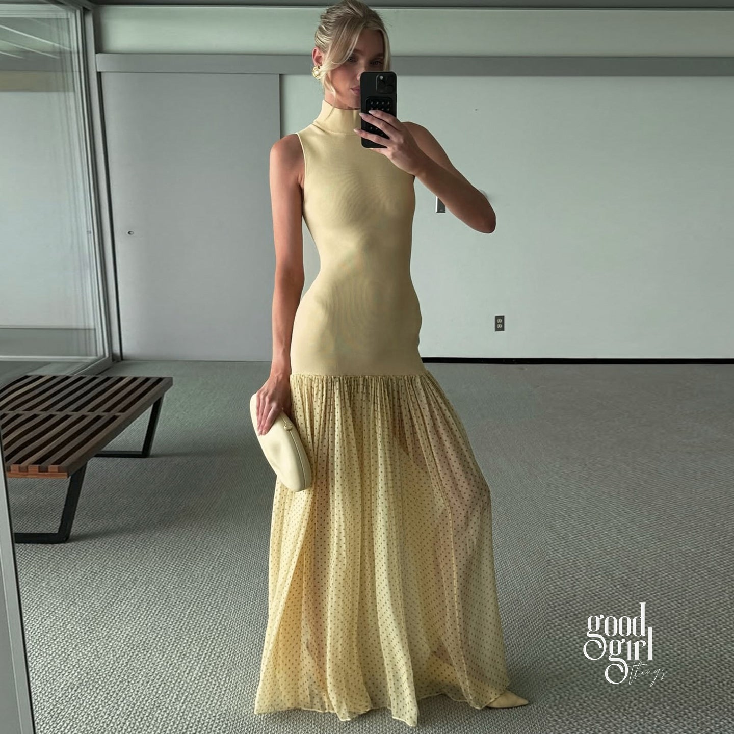 Adalee Polka Dot Mesh Dress [GRQMA1R6]