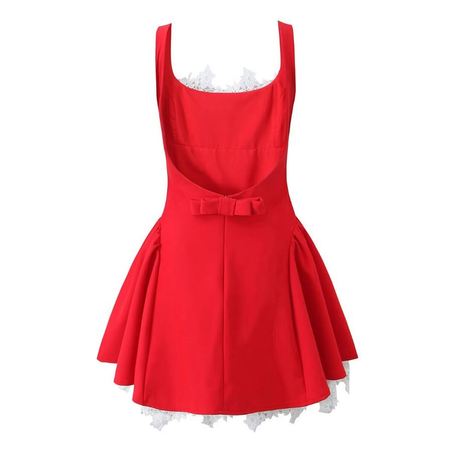 Adelyne Square-Neck Bow Back Mini Dress [J3LXZS44]