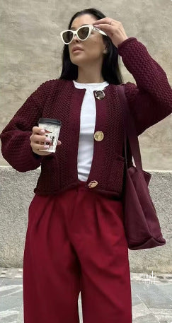 Alexys Button-Front Knit Cardigan [TZ1ABK24]