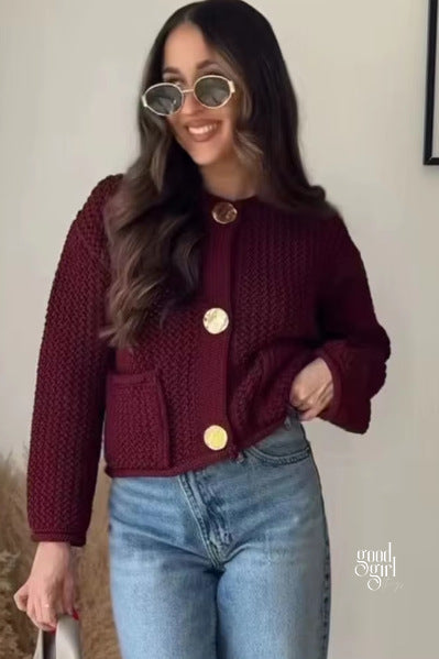 Alexys Button-Front Knit Cardigan [X1M68J2I]