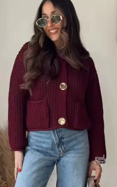 Alexys Button-Front Knit Cardigan [IFVSD02Y]