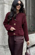 Alexys Button-Front Knit Cardigan [Q86548FT]