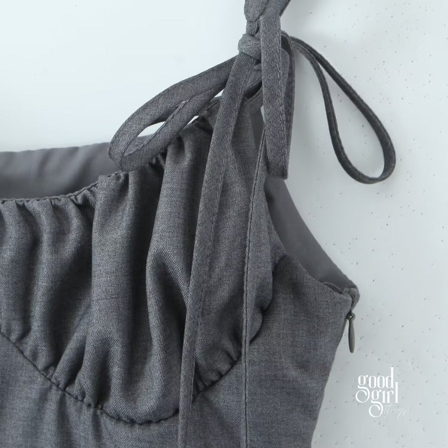 Aloni Pleated Backless Mini Dress [7FEWP6GC]