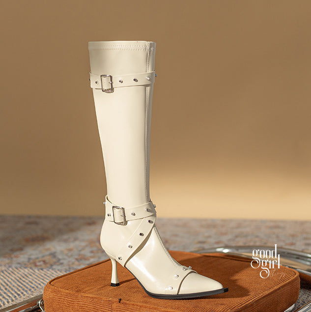 Amariah Studded Denim Boots [G63J8O27]