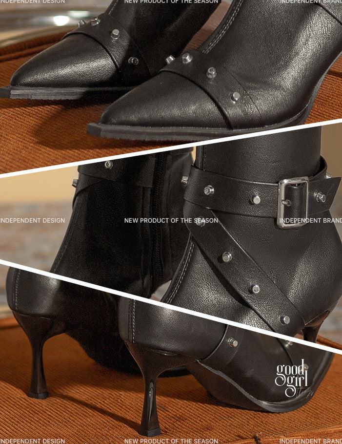 Amariah Studded Denim Boots [8QSNPNCL]