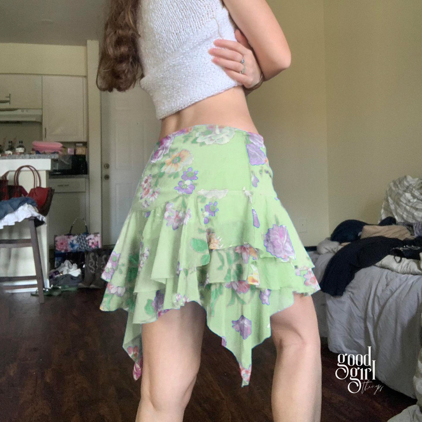 Amaryah Monet Floral Mini Skirt [KH30LBQY]