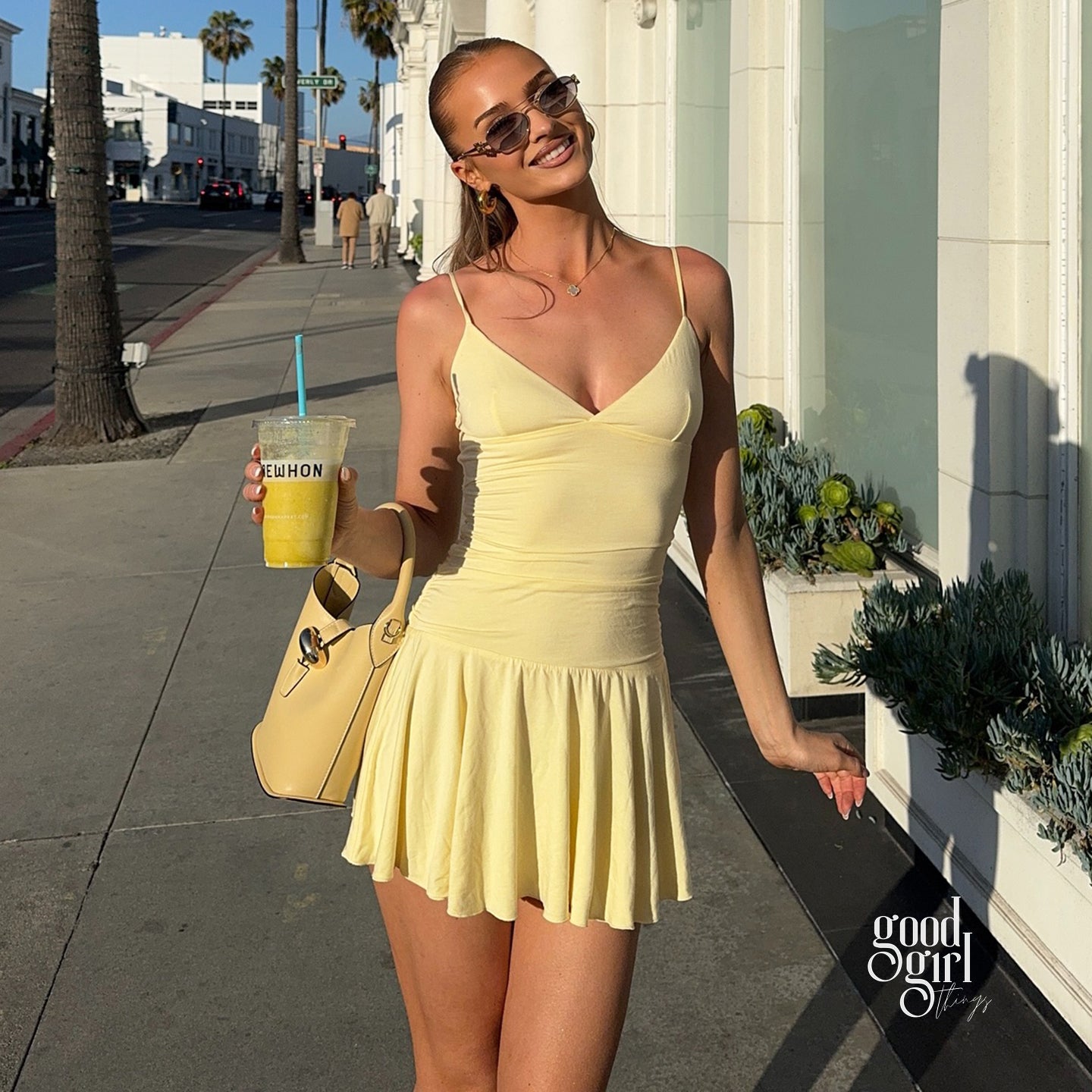 Analise V-Neck Pleated Mini Dress [7EMRB8SC]
