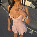 Analise V-Neck Pleated Mini Dress [E4V4Z084]