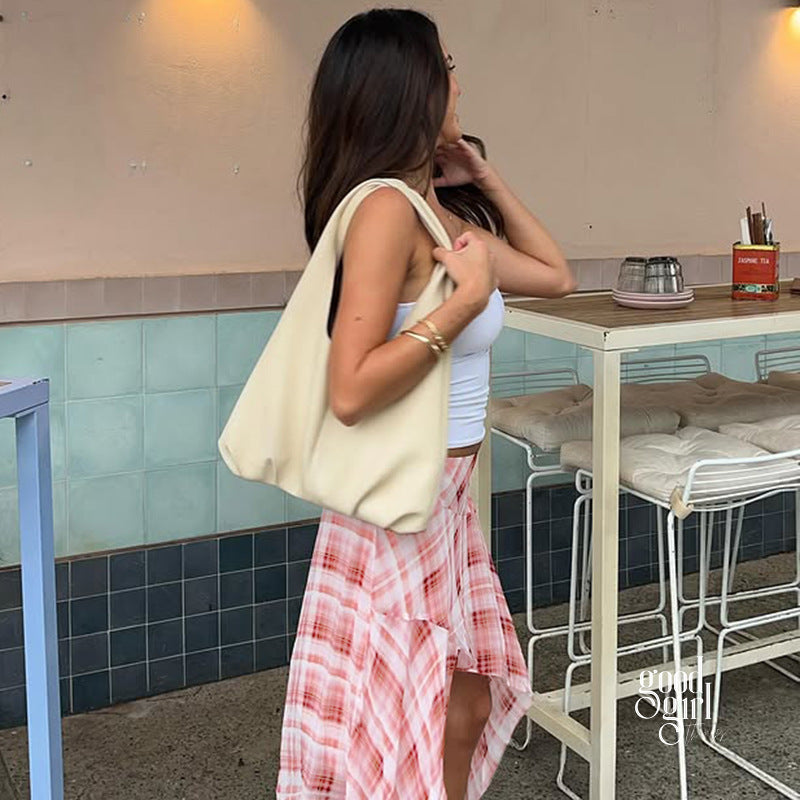 Angelique Asymmetric Plaid Skirt [2FEW7Q4C]