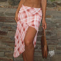 Angelique Asymmetric Plaid Skirt [BPEUMVGL]