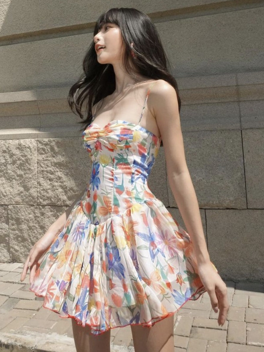 Arlie Strappy Floral Mini Dress [CBKF4DUR]